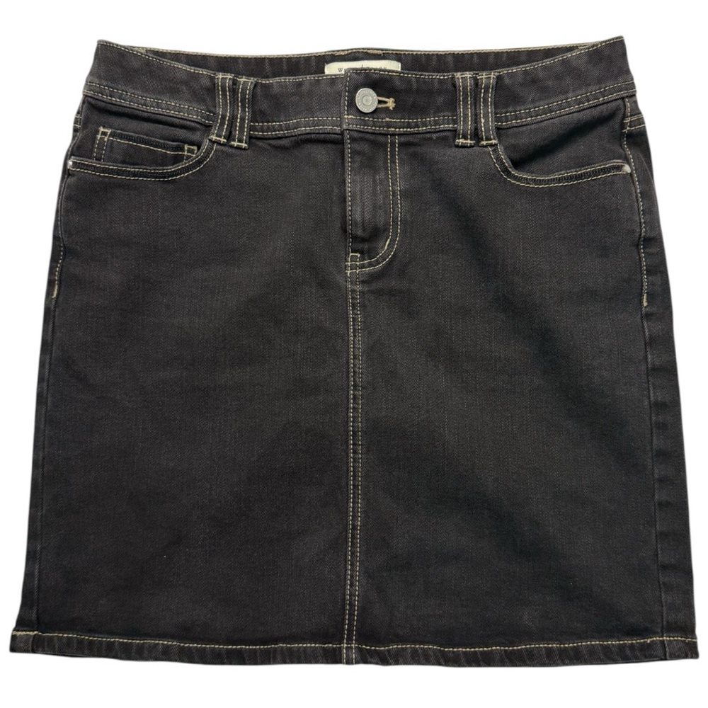 White House Black Market Black Denim Mini Skirt Size 4 Excellent Condition